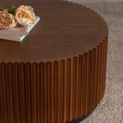 Walker Edison | Modern Fluted Round Nesting Coffee Table Set of 2