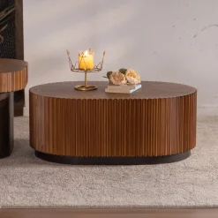 Walker Edison | Modern Fluted Round Nesting Coffee Table Set of 2