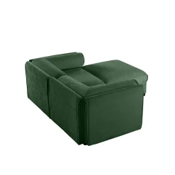 Walker Edison | Modern Green Chenille 2-Seater Loveseat Sofa with Ottoman Storage