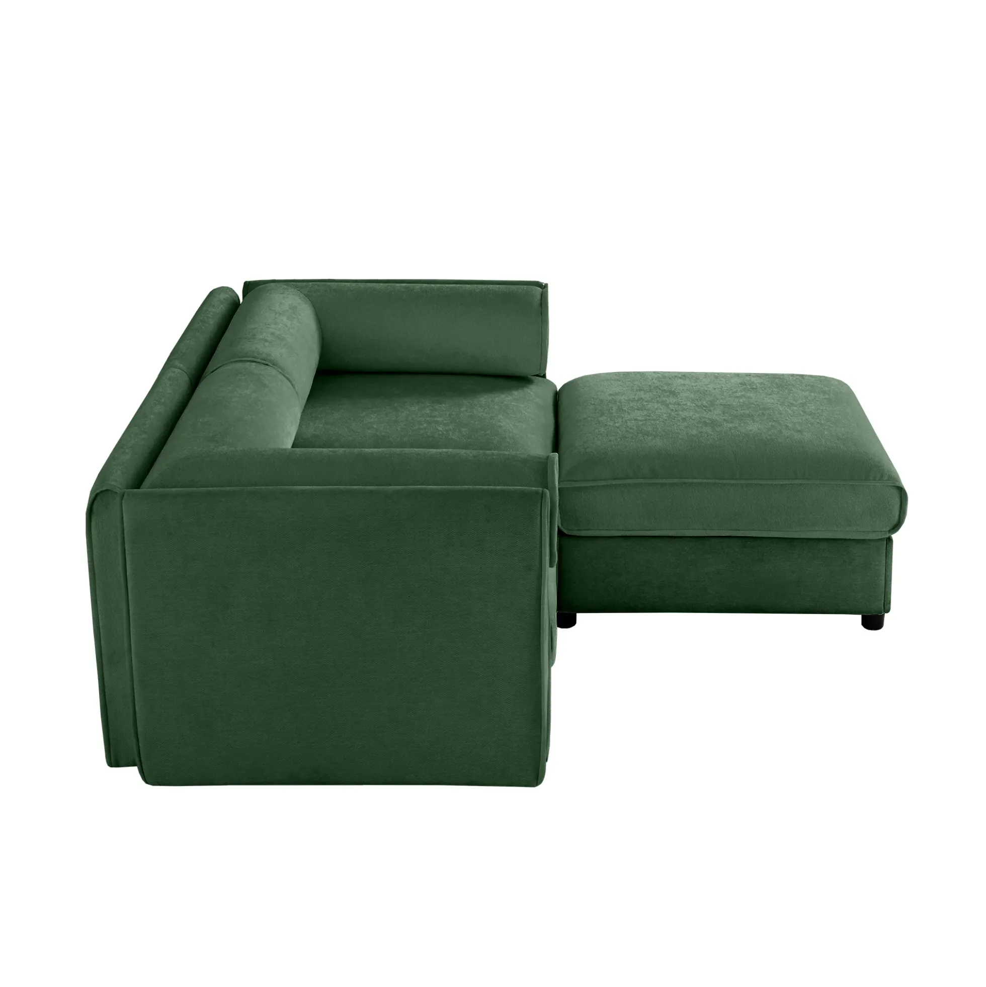 Walker Edison | Modern Green Chenille 2-Seater Loveseat Sofa with Ottoman Storage