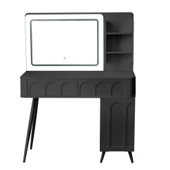 Walker Edison | Modern Makeup Vanity Desk with LED Lights & Mirror