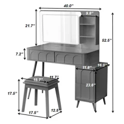 Walker Edison | Modern Makeup Vanity Desk with LED Lights & Mirror