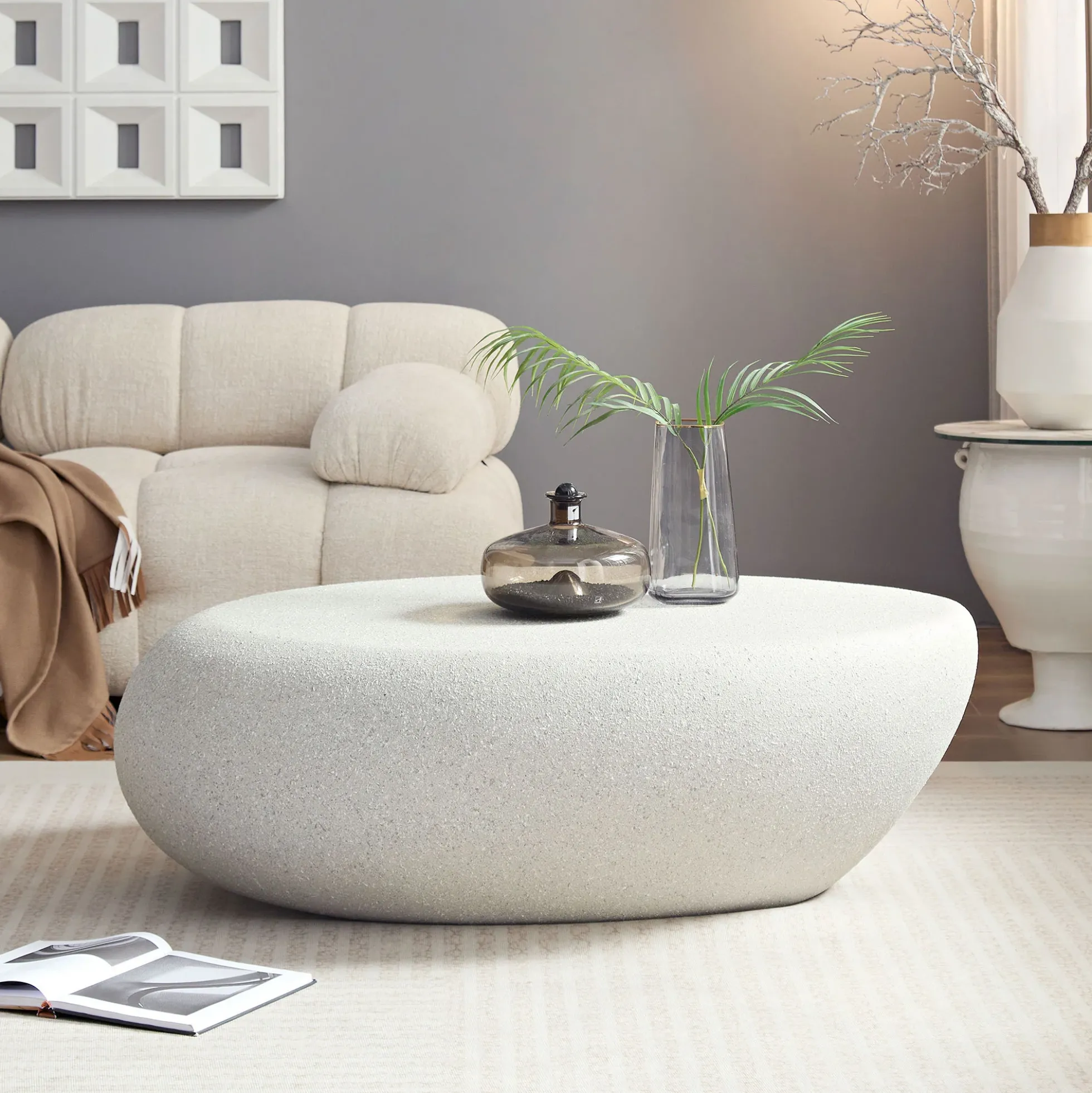 Walker Edison | Modern Minimalist Oval Coffee Table with Sleek Design