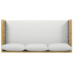 Walker Edison | Modern Outdoor Teak Rattan Deep Seat Daybed