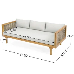Walker Edison | Modern Outdoor Teak Rattan Deep Seat Daybed
