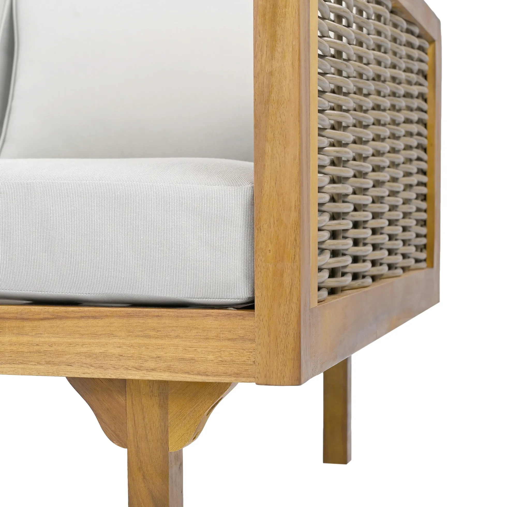 Walker Edison | Modern Outdoor Teak Rattan Deep Seat Daybed
