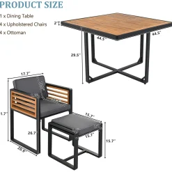 Walker Edison | Modern 9-Pieces Acacia Wood Patio Dining Set
