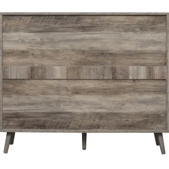 Walker Edison | Modern Rattan 4 Door Shoe Rack Cabinet for Entryway
