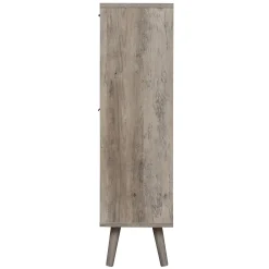 Walker Edison | Modern Rattan 4 Door Shoe Rack Cabinet for Entryway