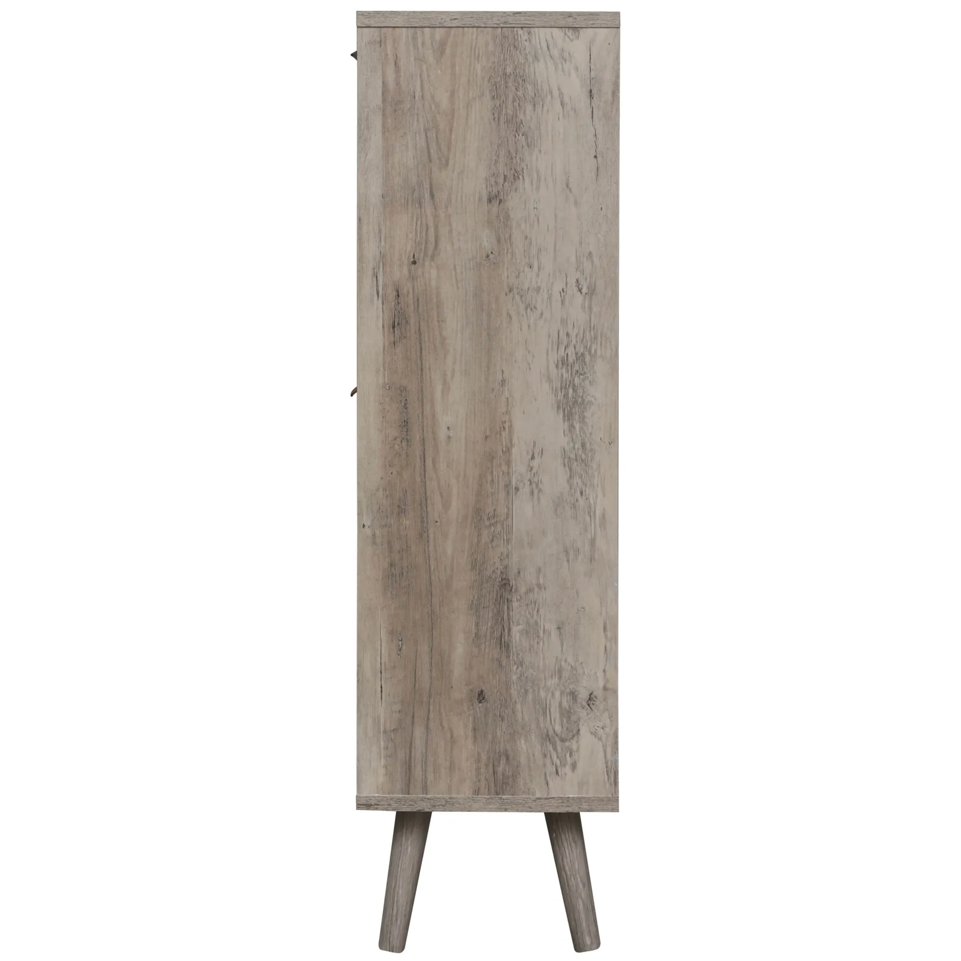Walker Edison | Modern Rattan 4 Door Shoe Rack Cabinet for Entryway