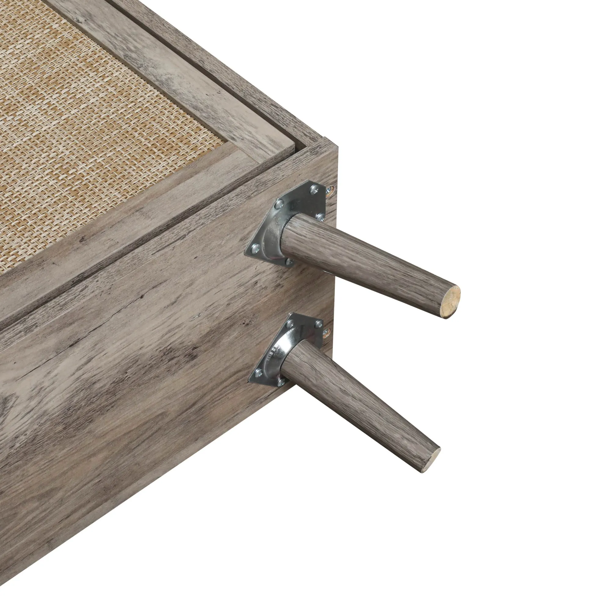 Walker Edison | Modern Rattan 4 Door Shoe Rack Cabinet for Entryway
