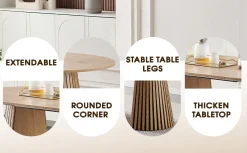 Walker Edison | Modern Reeded Oval Extendable Wooden Dining Table