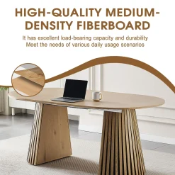 Walker Edison | Modern Reeded Oval Extendable Wooden Dining Table
