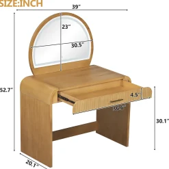 Walker Edison | Modern Reeded Curve Design Makeup Vanity Table