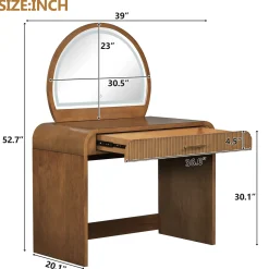 Walker Edison | Modern Reeded Curve Design Makeup Vanity Table
