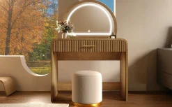 Walker Edison | Modern Reeded Curve Design Makeup Vanity Table