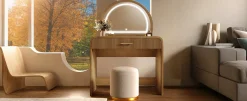 Walker Edison | Modern Reeded Curve Design Makeup Vanity Table
