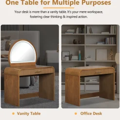 Walker Edison | Modern Reeded Curve Design Makeup Vanity Table