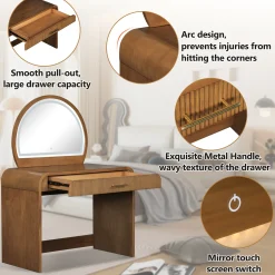 Walker Edison | Modern Reeded Curve Design Makeup Vanity Table