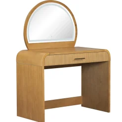Walker Edison | Modern Reeded Curve Design Makeup Vanity Table