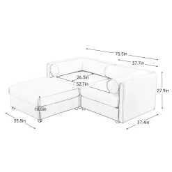 Walker Edison | Modern Stylish Camel Chenille Loveseat Sofa with Ottoman