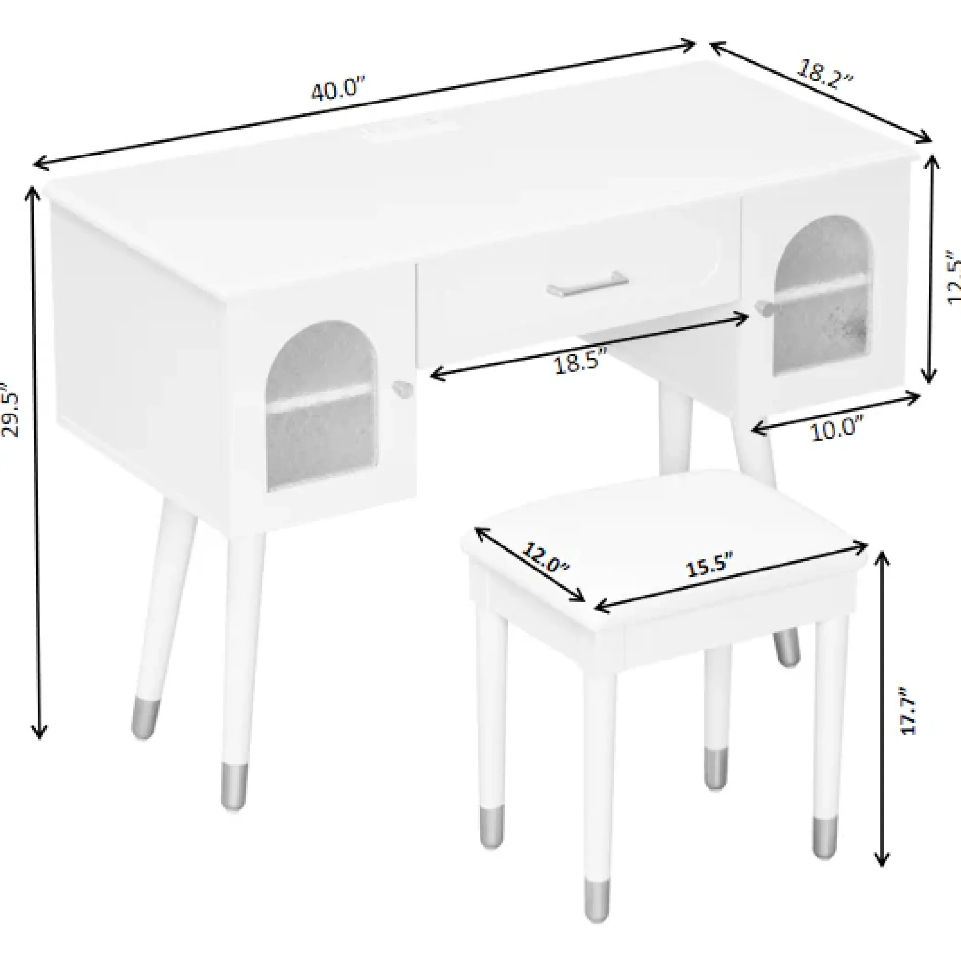 Walker Edison | Modern Vanity Makeup Table & Chair Set and Writing Desk