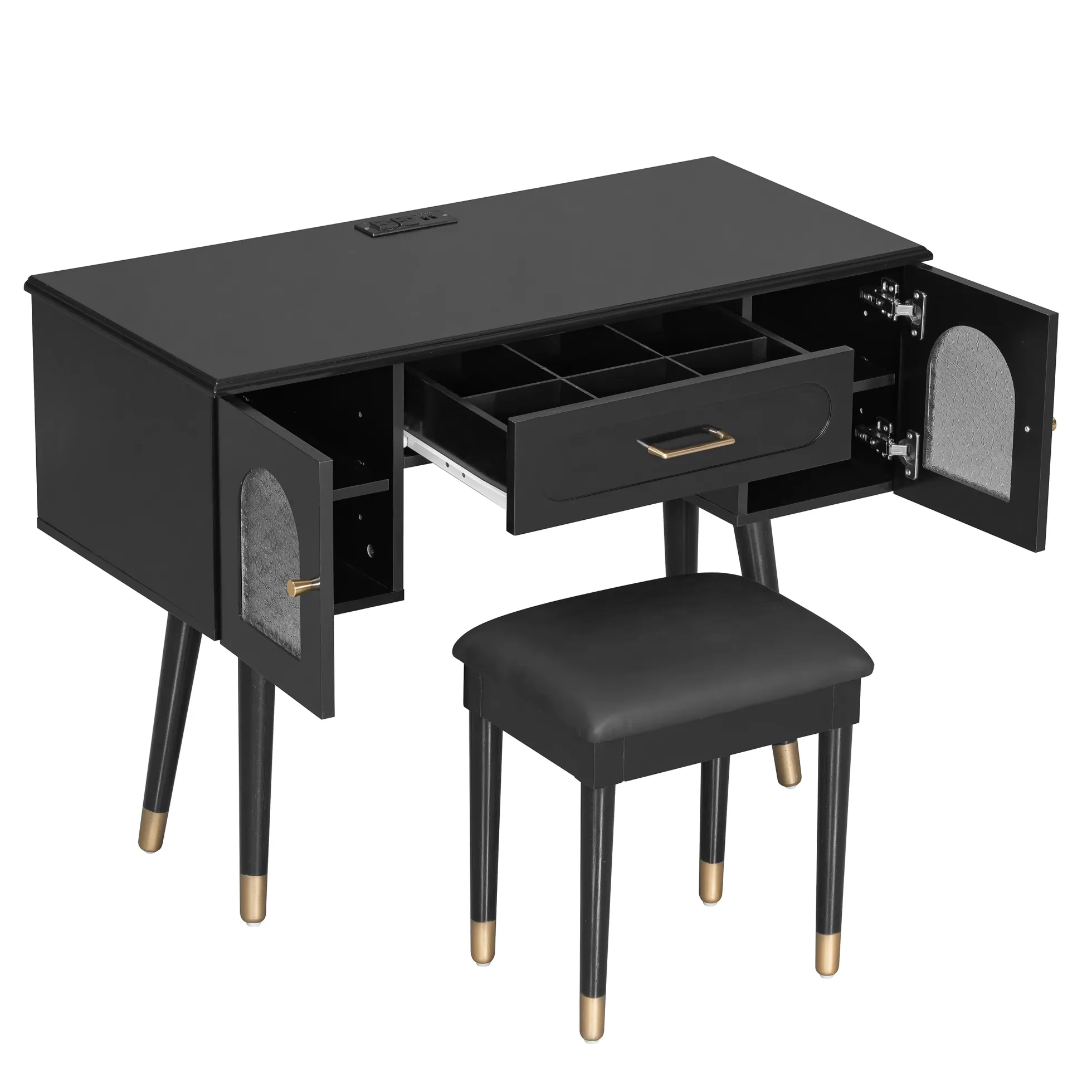 Walker Edison | Modern Vanity Makeup Table & Chair Set and Writing Desk