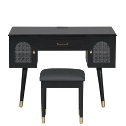 Walker Edison | Modern Vanity Makeup Table & Chair Set and Writing Desk