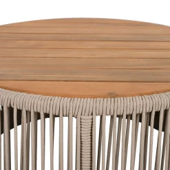 Walker Edison | Modern Woven Rope Design Coffee Table and Side Table Set of 2