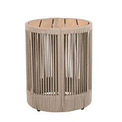 Walker Edison | Modern Woven Rope Design Coffee Table and Side Table Set of 2