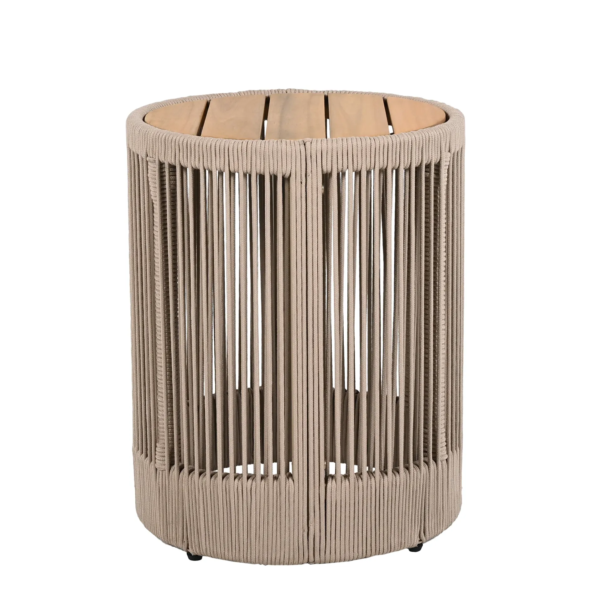 Walker Edison | Modern Woven Rope Design Coffee Table and Side Table Set of 2