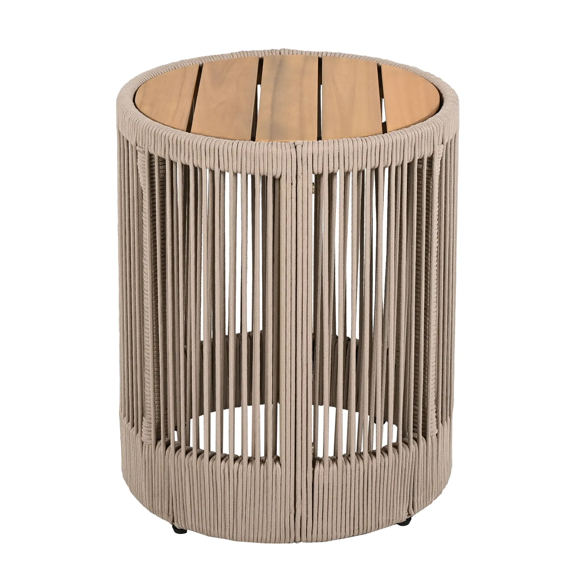Walker Edison | Modern Woven Rope Design Coffee Table and Side Table Set of 2