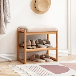 Walker Edison | Natural Solid Wood Entryway Shoe Bench
