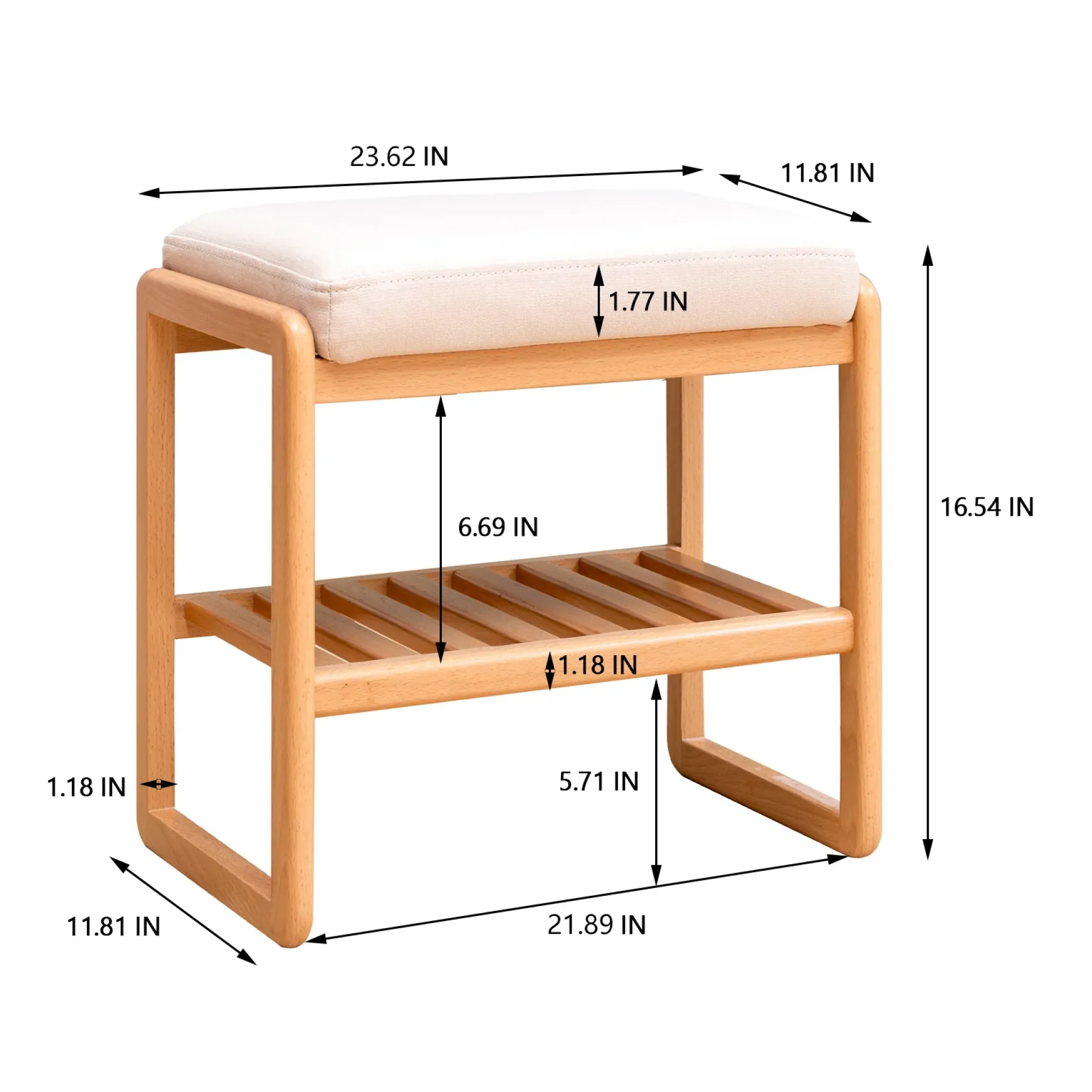Walker Edison | Natural Solid Wood Entryway Shoe Bench