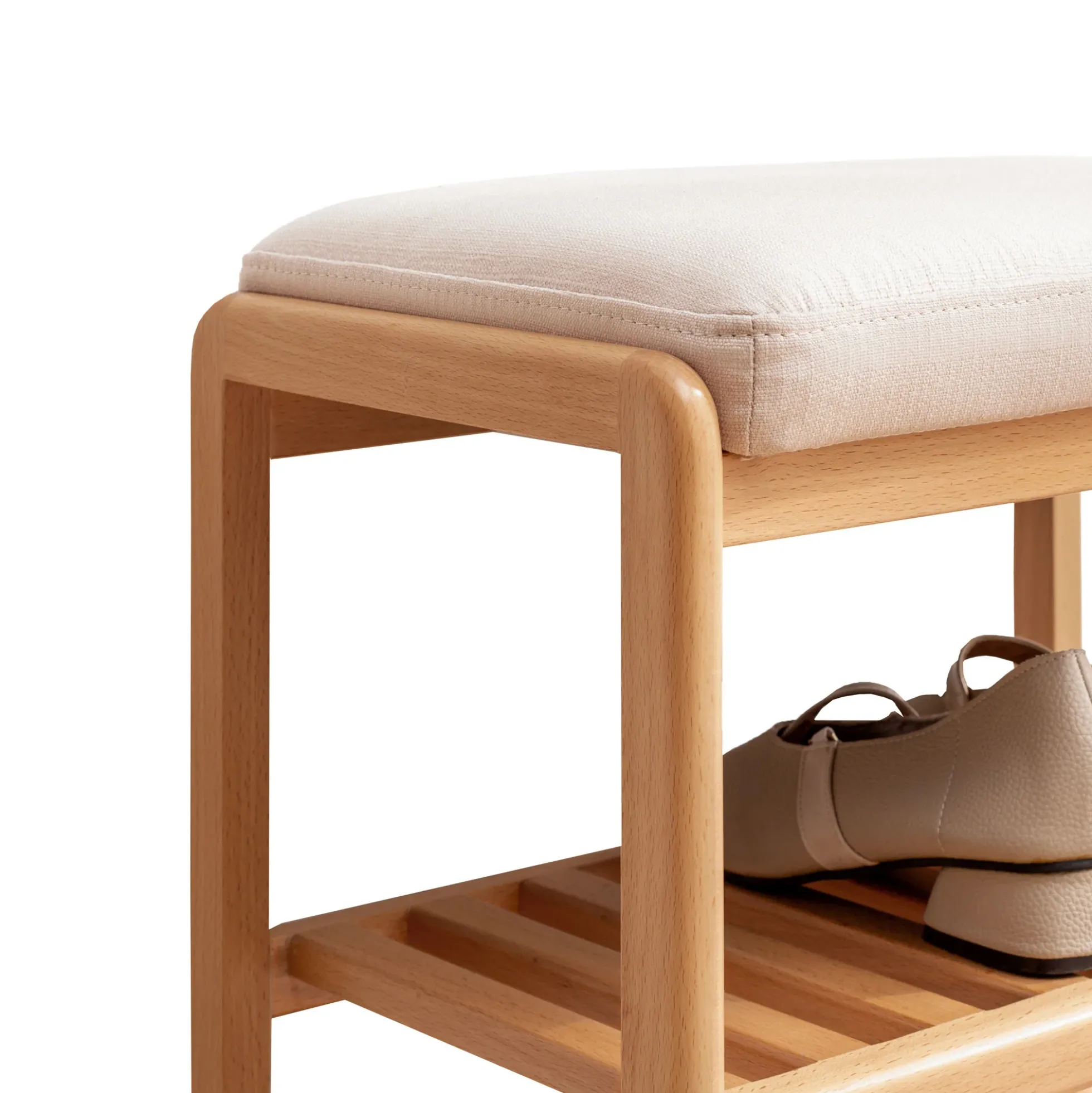Walker Edison | Natural Solid Wood Entryway Shoe Bench