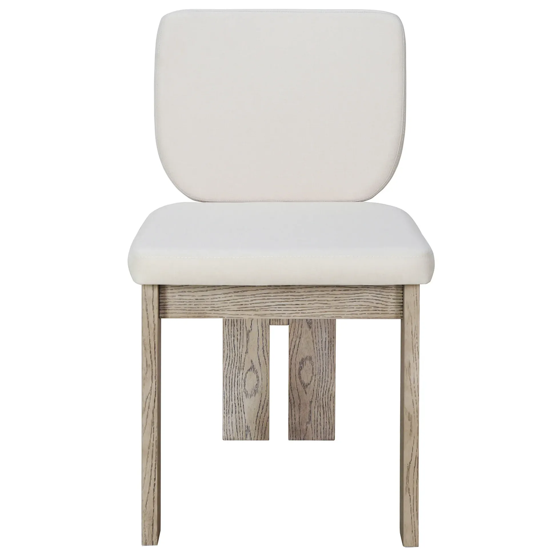 Walker Edison | Natural Wood Wash 7-Piece Retro Dining Set with 6 Upholstered Chairs
