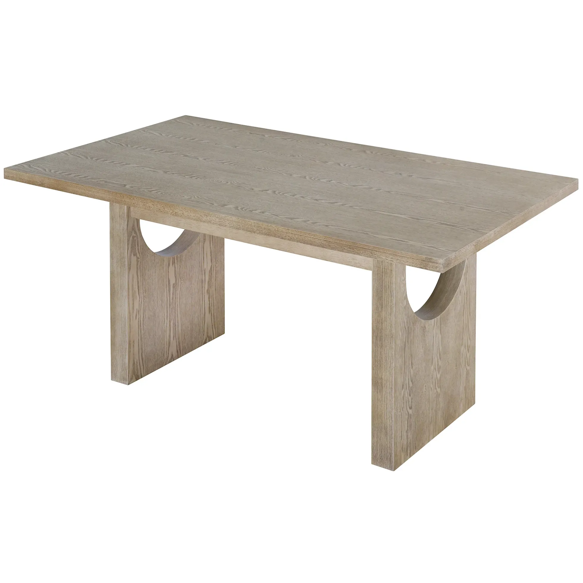 Walker Edison | Natural Wood Wash 7-Piece Retro Dining Set with 6 Upholstered Chairs