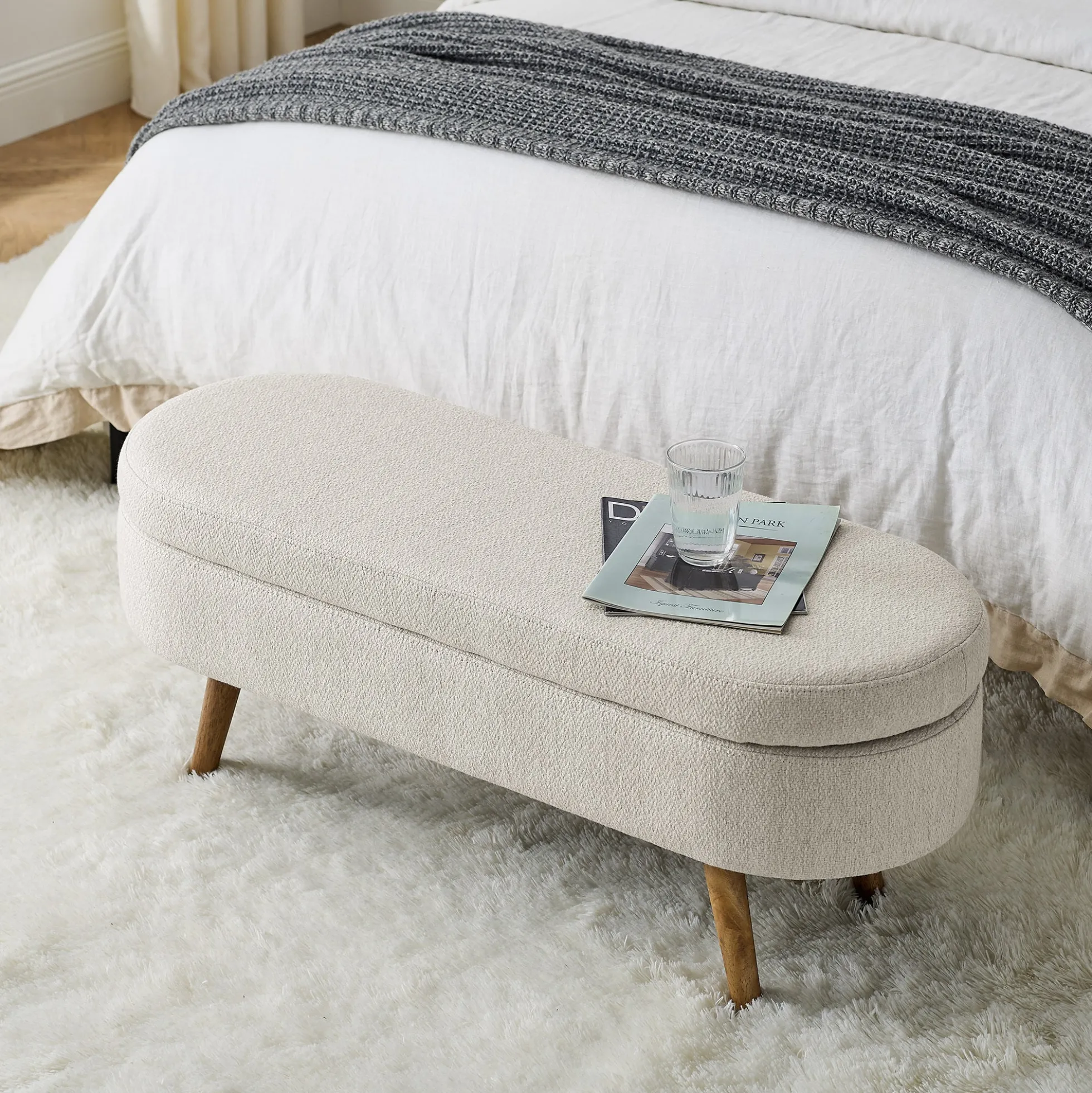 Walker Edison | Ottoman Oval Storage Bench
