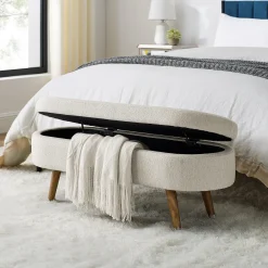 Walker Edison | Ottoman Oval Storage Bench