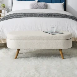 Walker Edison | Ottoman Oval Storage Bench