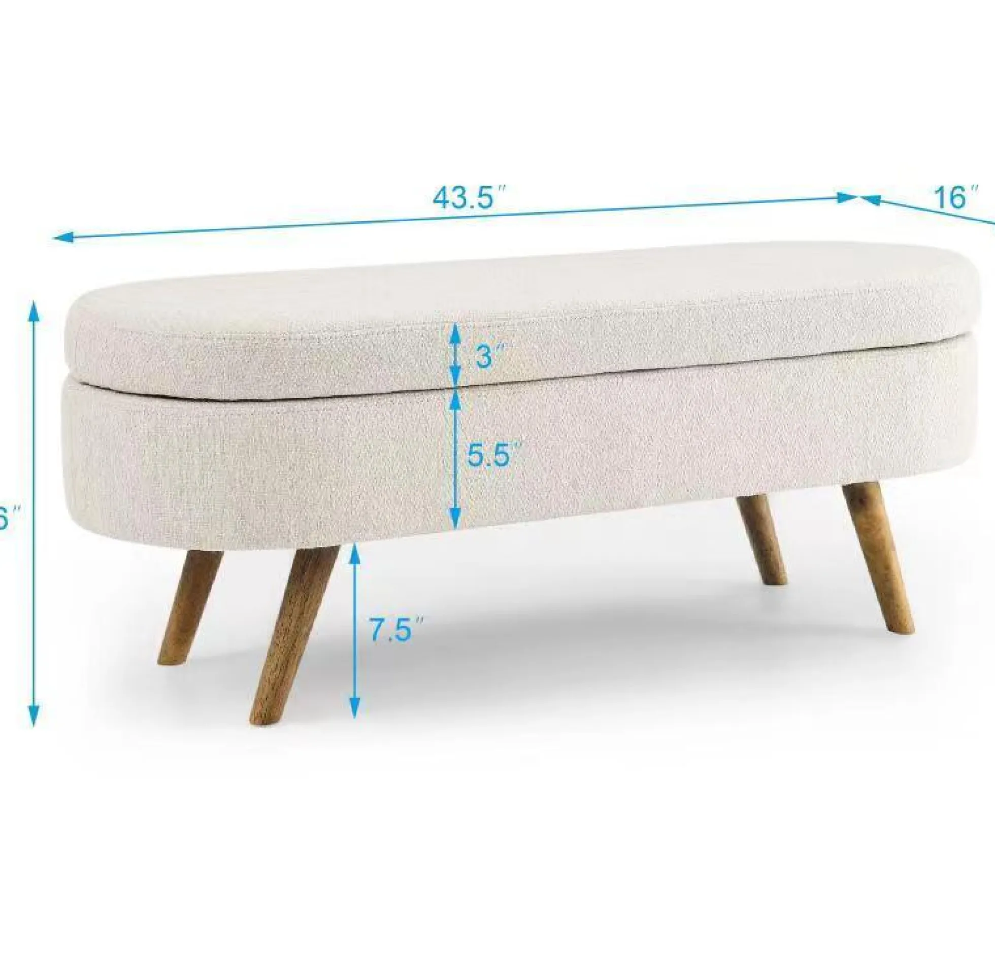 Walker Edison | Ottoman Oval Storage Bench