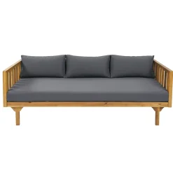 Walker Edison | Outdoor 3 Piece Teak Deep Seat Daybed Sofa with Coffee Table