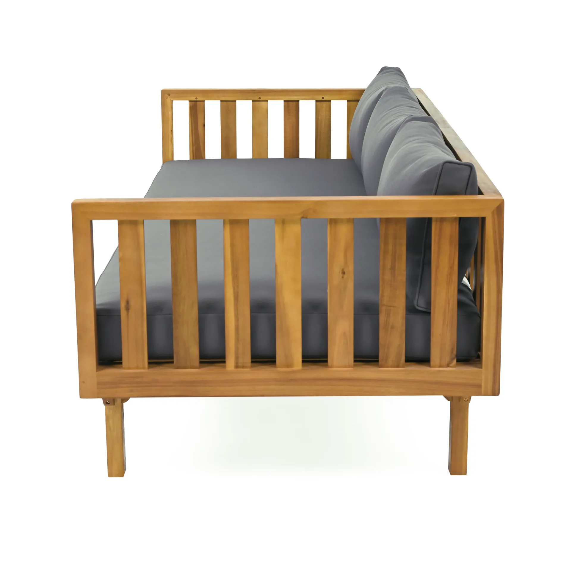 Walker Edison | Outdoor 3 Piece Teak Deep Seat Daybed Sofa with Coffee Table
