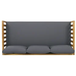 Walker Edison | Outdoor 3 Piece Teak Deep Seat Daybed Sofa with Coffee Table
