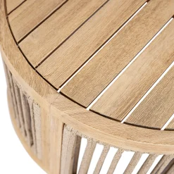 Walker Edison | Outdoor Acacia Wood Oval Coffee Table with Rope