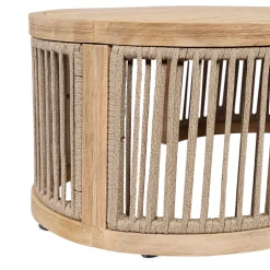 Walker Edison | Outdoor Acacia Wood Oval Coffee Table with Rope
