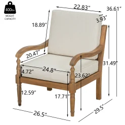 Walker Edison | Outdoor Acacia Wood Patio 4 Piece Sofa Set