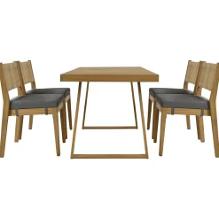 Walker Edison | Outdoor Acacia Wood Dining Table and Chair Set
