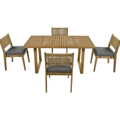 Walker Edison | Outdoor Acacia Wood Dining Table and Chair Set