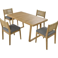 Walker Edison | Outdoor Acacia Wood Dining Table and Chair Set
